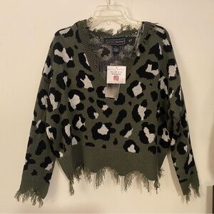 Green cheetah sweater
